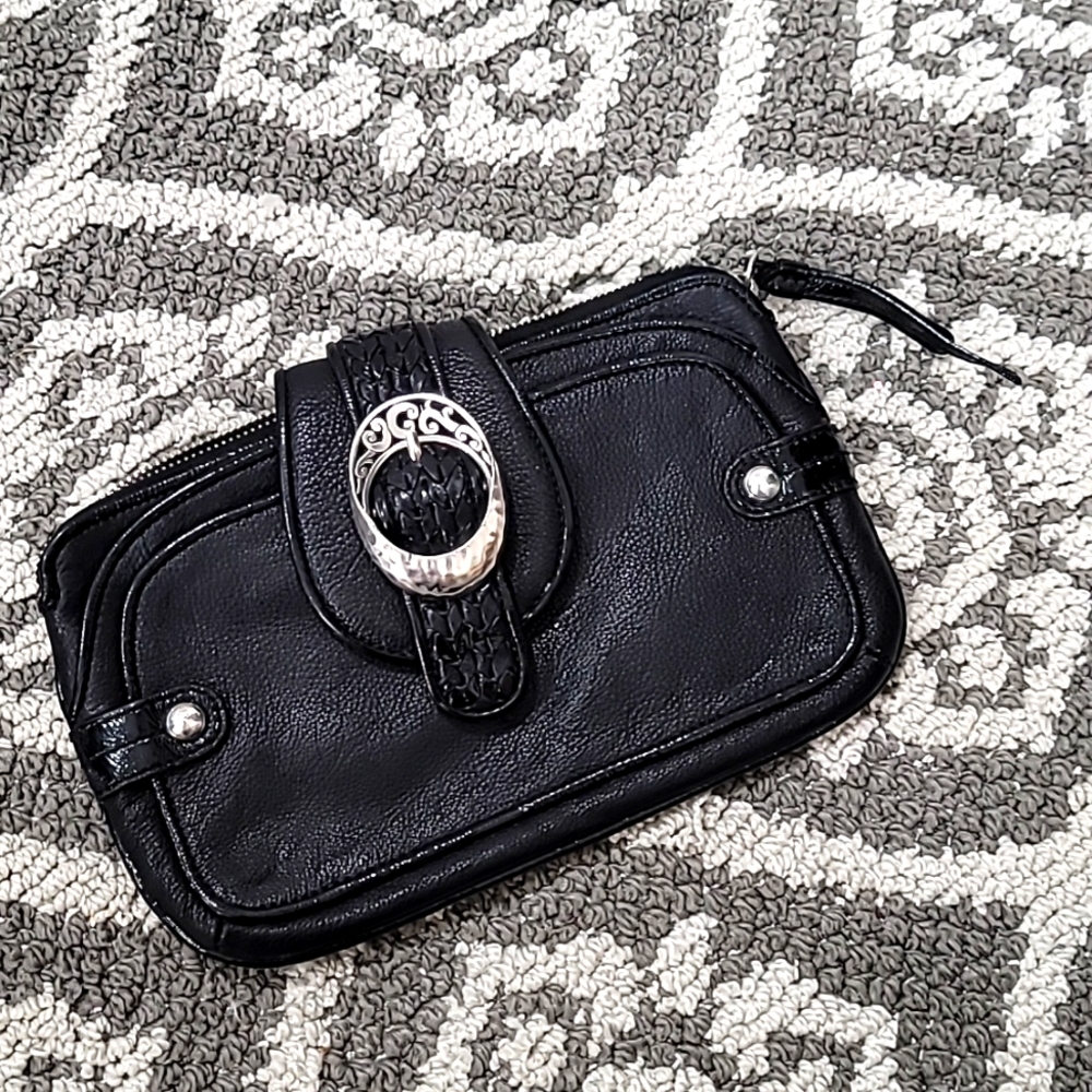 BRIGHTON Black Leather Clutch Wallet